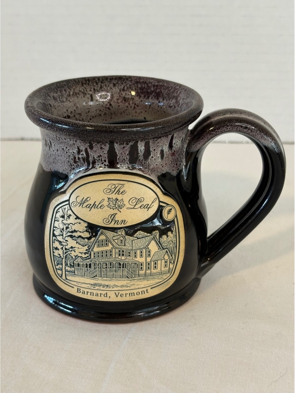 Deneen Pottery 2002 Maple Leaf Inn Barnard VT Hand-Thrown Mug - Potbelly 12oz